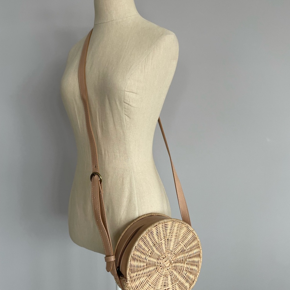 Tan Woven Crossbody Bag
